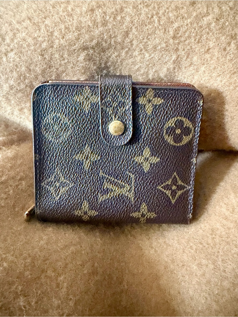 Louis Vuitton Classic Monogram Canvas Compact Snap & Zip Wallet.